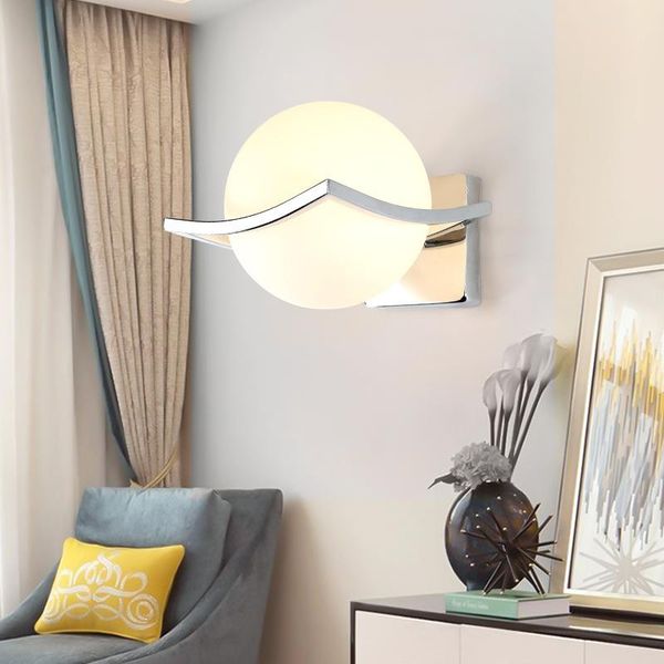 

modern minimalist wall lamp creative round glass bedside lights indoor living room study bedroom interior lighting