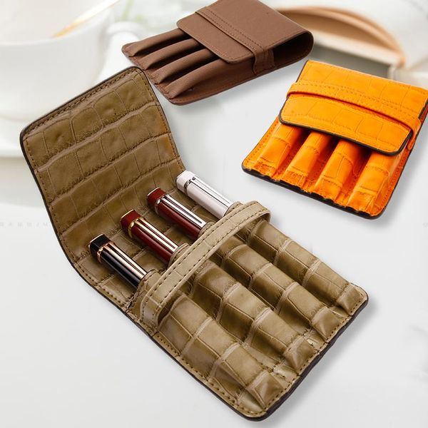 

pencil bags student characteristic leather pen case four pens storage bag business portable protective
