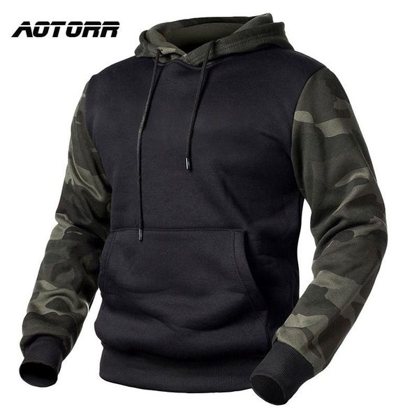 

men's hoodies & sweatshirts mens pullover spring military camouflage fleece tactical male camo hoodie hip hop sportswear, Black