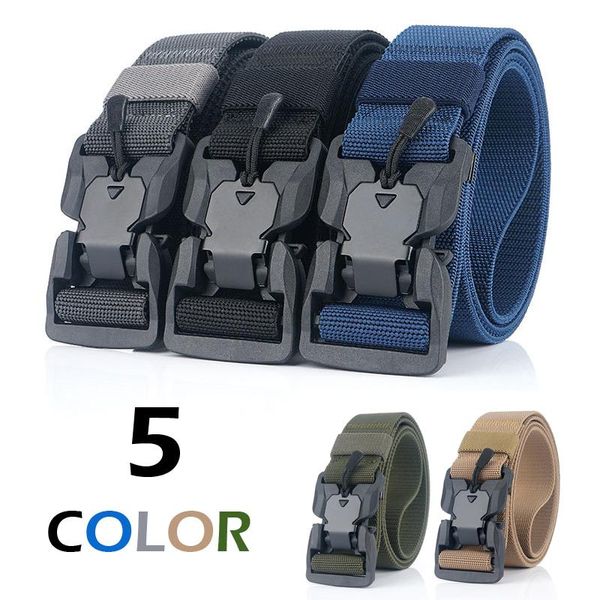 

waist support quick release outdoor tactical belt magnetic buckle military soft real nylon sports accessories official genuine, Black;gray