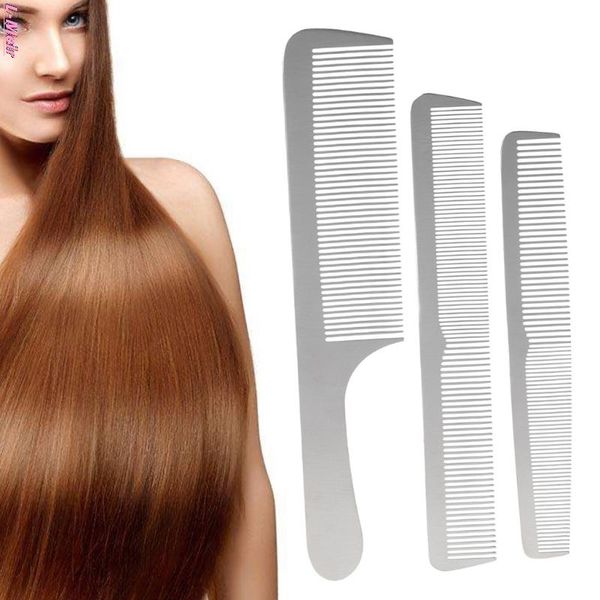 

hair brushes professional salon stainless steel sliver comb styling tool for men & women, Silver
