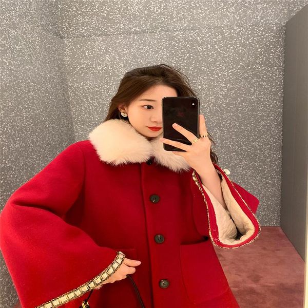 

women's wool & blends 2021 winter fashion ladies coat casual women overcoat loose solid color warm female outerwear, Black