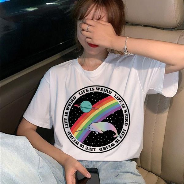 

women's t-shirt rainbow tees femme ulzzang vintage graphic women 2021 white t shirt