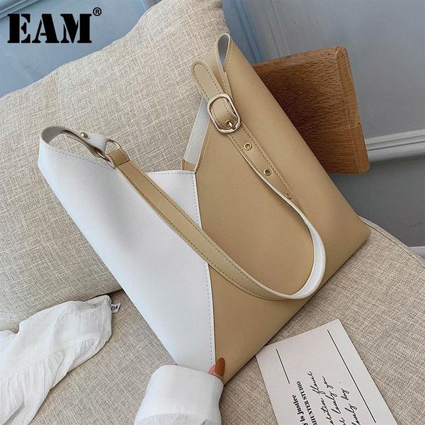 

evening bags [eam] women color contrast composite bag pu leather personality all-match crossbody shoulder fashion tide 2021 18a3118
