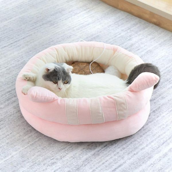

cat beds & furniture double layer ears pet cats bed removable and washable soft comfortable dogs nest breathable deep sleep pets supplies