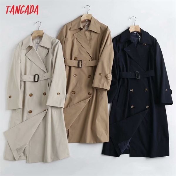 

tangada autumn women england style classic long coat elegant long sleeve with blet office lady coats 6c14 211014, Black;brown