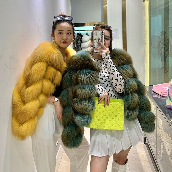 

women's fur & faux famous clothing natural red coat ladies real leather grass overcoat short long sleeve warm jacket 2021 winter, Black