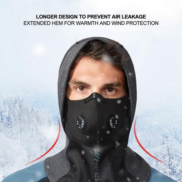 

wheel up winter sports cap ski fleece mask waterproof and warm windproof riding equipment cycling caps & masks, Black