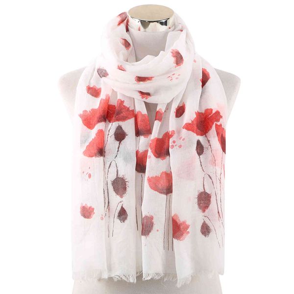 

scarves poppy print scarf womens versatile trend dual purpose long shawl, Blue;gray