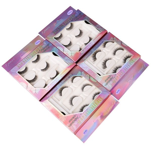 

soft light natural 3d self-adhesive eyelashes extension makeup for eyes handmade reusable glue fake lashes with tweezer 4 models available d