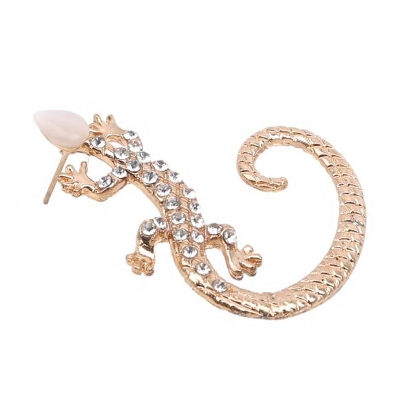 

stud ladies exaggerated gecko lizard earrings fashion elegant accessories rhinestone ear cuff for female, Golden;silver