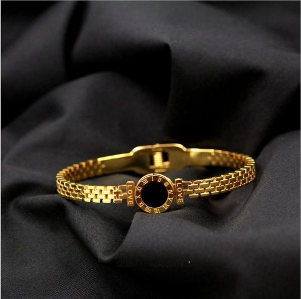 

bangle fashion style round black resin watch belt chain love bracelets jewelry for women