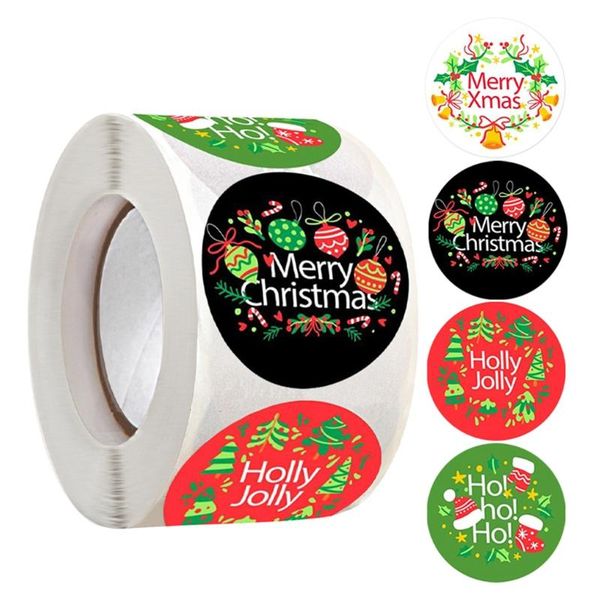 

gift wrap 500 pcs merry christmas stickers roll self adhesive round xmas tags small presents sealing