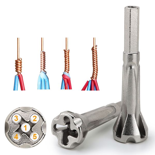 2.5 / 4 quadrado automático 5 fios universais paralelo cabo elétrico fio twist ferramenta de fio conector rápido metal drillbits