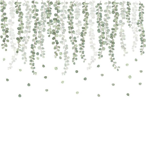 

green plants eucalyptus vine leaves wall decal removable watercolor decor sticker for home living room stickers