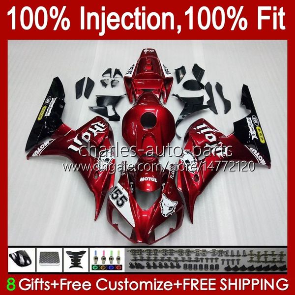 100% подходит для инъекций для инъекций для Honda Body CBR 1000 RR CC 1000RR 1000CC 06-07 CUDEWORK 59NO.20 CBR1000 RR CBR1000RR 06 07 CBR1000-RR 2006 2007 OEM обтекатель для вина красный BLK