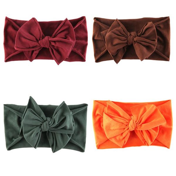 

hair accessories born candy color hairband soft baby headband elastic knot turban nylon headbands for girls head wrap bow band, Slivery;white