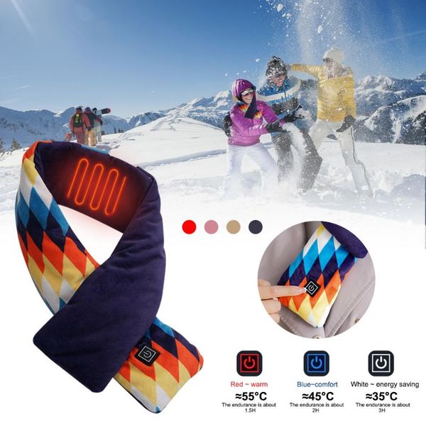 

heated scarf winter smart heating usb shawl cold weather neck warmer wrap with powerbank and pockets cycling caps & masks, Black