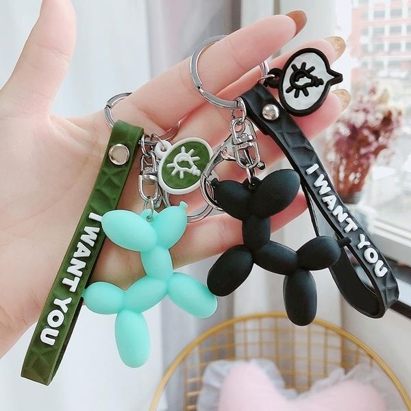 

keychains gqahmgybz 6pcs lot creative stereo doll balloon dog key chain car bag pendant small gift women, Silver