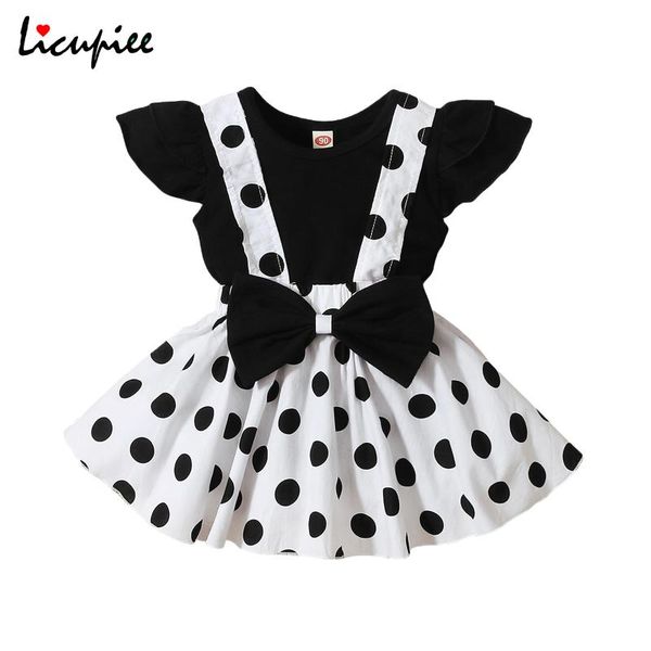 

clothing sets 1-5 years dot children's girls casual two-piece clothes set solid sleeves round collar slip dress black/ rosy, White