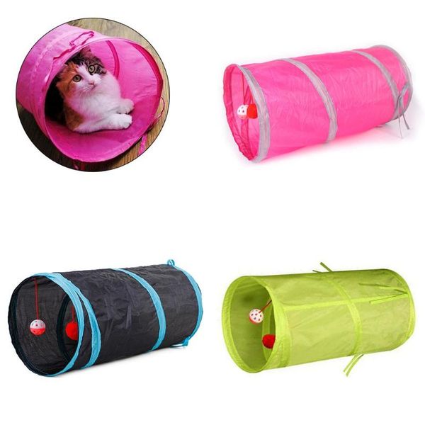 

cat toys funny pet kitten 2 holes tunnel collapsible ball tube play training toy