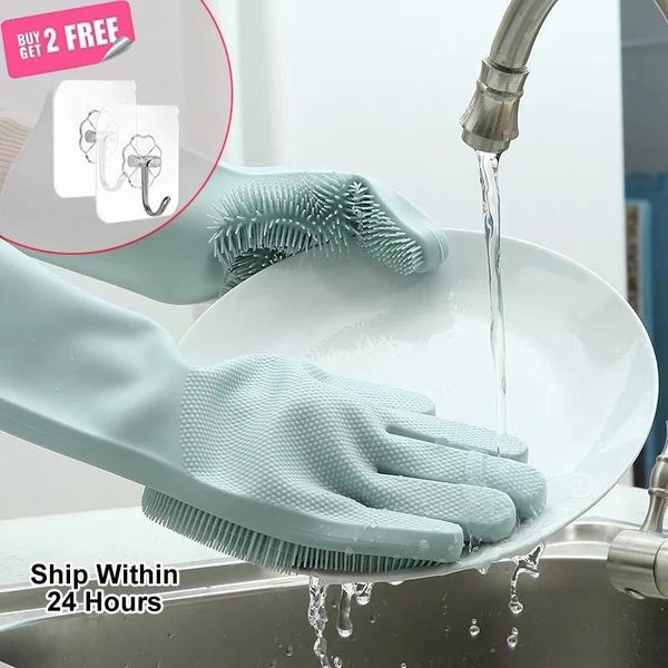 

disposable gloves pair dishwashing silicone dish washing kitchen cleaning household tools for clean car pet brush glove