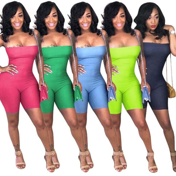 

tight jumpsuits solid color women bandage fashionable europe america open back nightclub one-piece shorts women's & rompers, Black;white