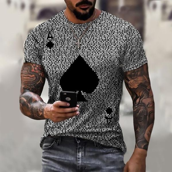 

men's t-shirts ace of spades 3d casual summer fashion short sleeve high street round neck shirt daily wear, White;black