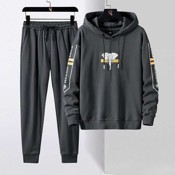 

men's autumn casual suit two piece trend fashion sweater jaet, Black