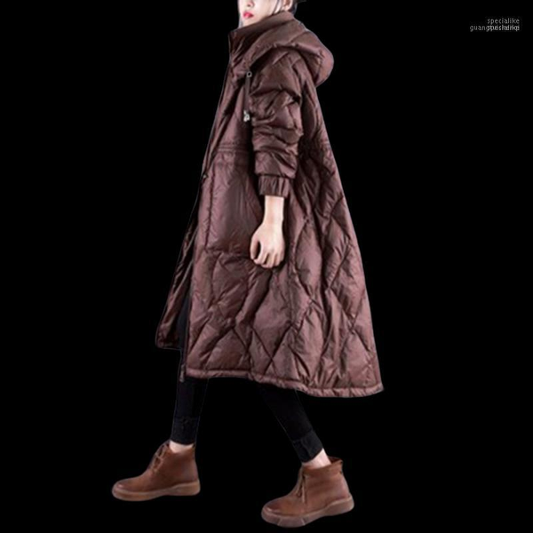 

women's down & parkas winter loose parka coat female jacket korean white duck women clothing standing collar hooded thicken jacket1, Black