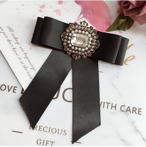 

pins, brooches simple woman classic black ribbon bowknot handmade corsage fashion ol elegant brooch trendy shirt accessories, Gray