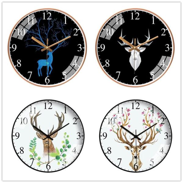 

wall clocks luxury deer elk silent art clock living room home decor creative modern design watch bedroom kitchen decoration