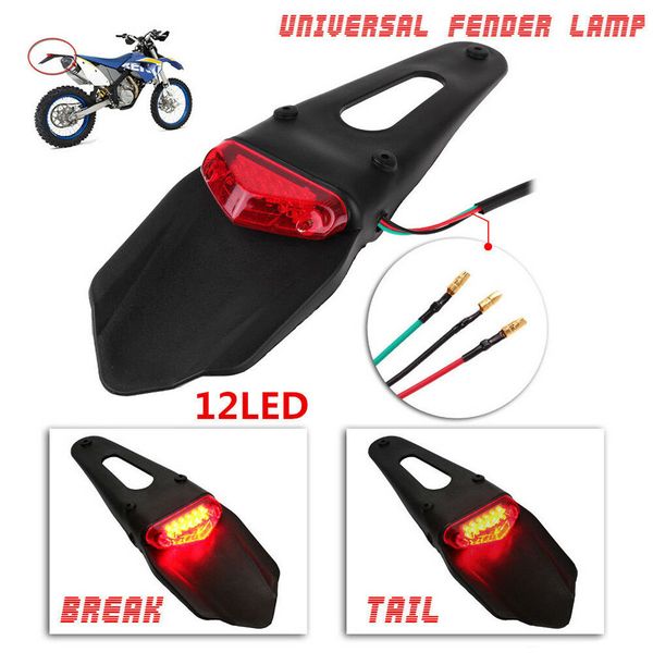 

12v motorcycle enduro dirt bike fender led srear tail lighting lamp universal