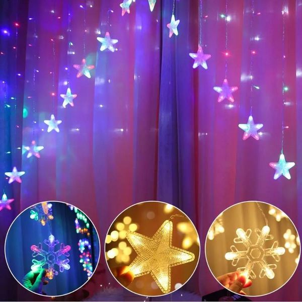 

strings colorful snowflake door curtain led fairy string lights garland christmas decoration holiday lighting wedding party decorative
