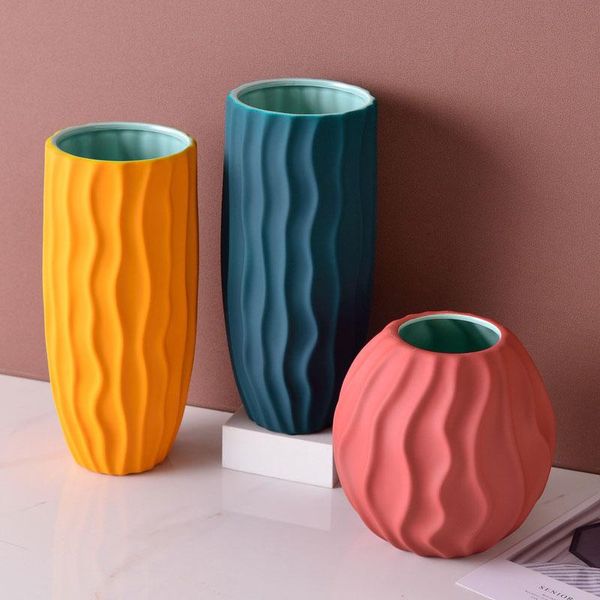 

vases nordic simple water ripple morandi ceramic vase art dry flower light luxury ornaments living room deskhome soft decoration