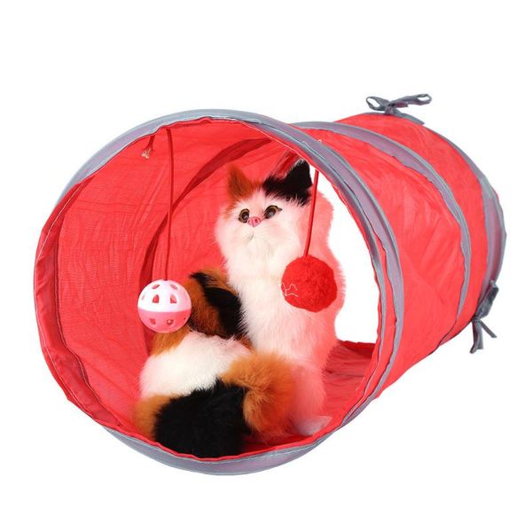 

cat toys pet tunnel toy playing hiding sleeping tube tinkle bell plush ball strap splicing display kitten
