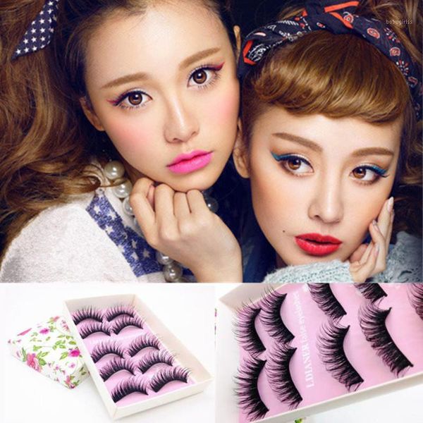 

pairs fashion natural handmade long false black eyelashes makeup1