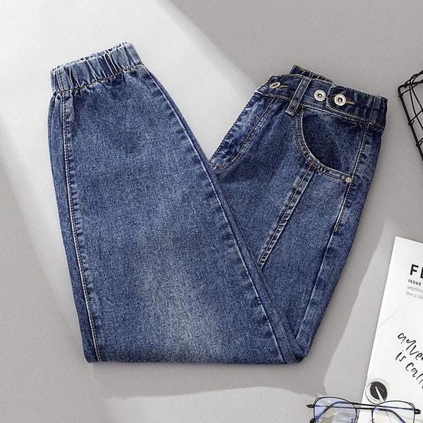 

women's jeans women plus size loose soft denim femme fashion korean version gray blue ankle-length harem pants 4xl