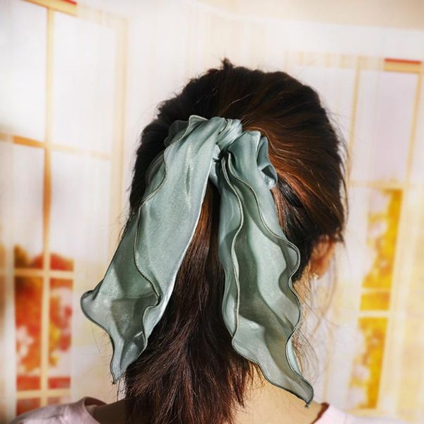 

hair accessories 2021 fashion korean style silk satin ribbon bows elastics rubber band rope 7 color tie for women girl