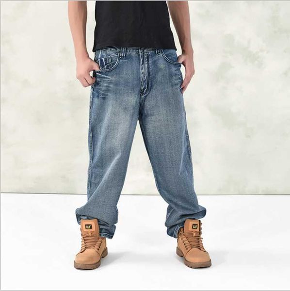 

men's jeans internet celebrity style trend autumn and winter loose plus fat hip hop size skateboard pants 7, Blue