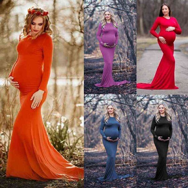 

women maternity pgraphy dress floor length milk silk long dress for mother pregnancy dress gown pregnant clothes new aa220309, White