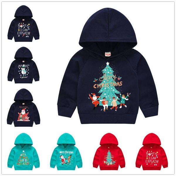 

baby boy hooded sweater christmas sweatshirts toddler hoodies jacket girls pullover clothes x'mas costumes 1-6years 210413, Black