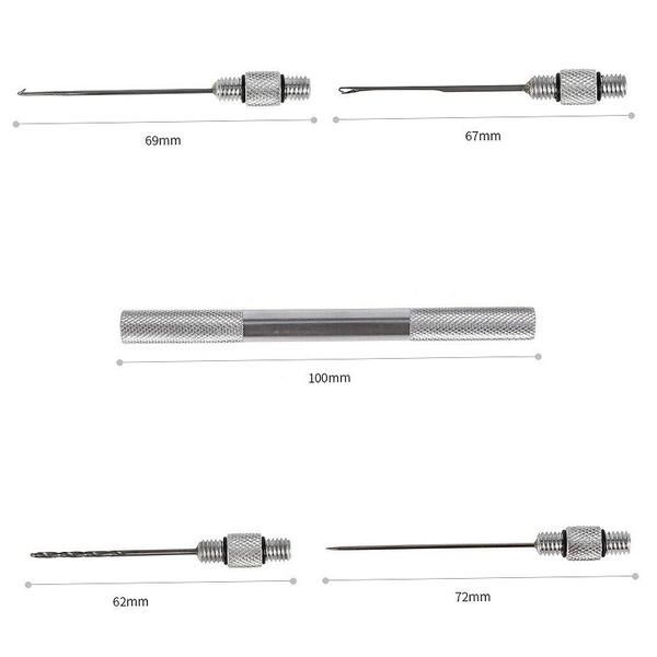 

5pcs stainless steel baiting needle tool set carp fishing boilie drill hooks