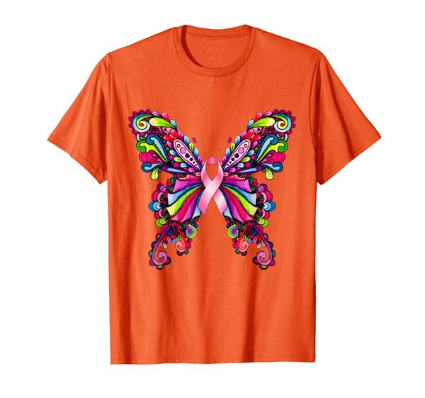 

hippie butterfly breast cancer awareness shirt, White;black