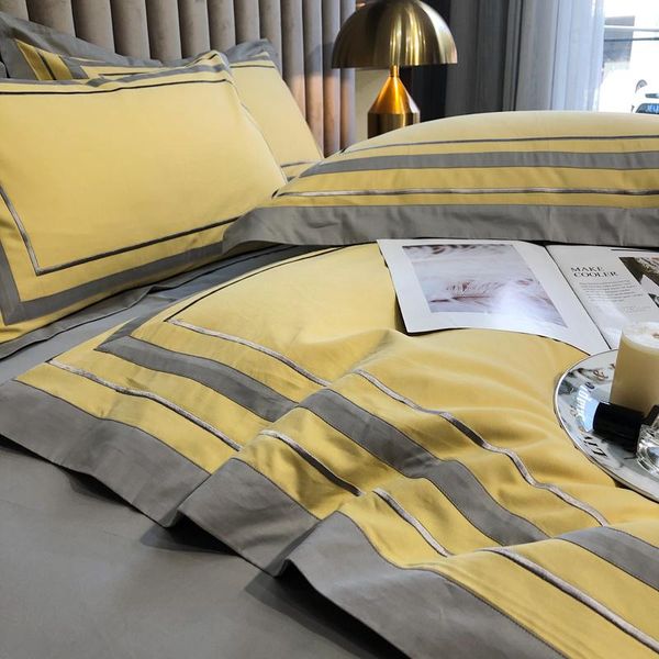 

bedding sets grade luxury style long staple cotton brushed soft duvet cover simple bed sheet pillowcase king  4 pcs