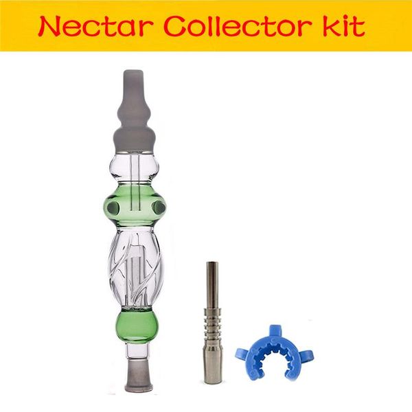 Kit de coletor de vidro NC com dicas de tit￢nio de 14 mm Dicas de pregos de quartzo keck clipe mini ﾰ odo de cera dab rigas palha fuma￧a port￡til fumante tubos