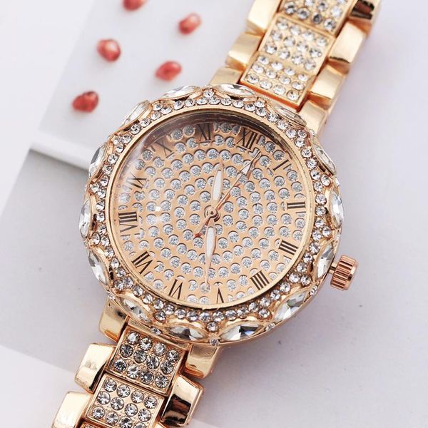 

wristwatches women watches diamond watch fashion rose gold bracelet ladies zegarek damski, Slivery;brown