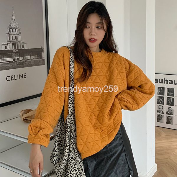 

women's hoodies & sweatshirts hiphop waffle sweater women's autumn and winter korean version loose ins lazy wind bf clip cotton th, Black