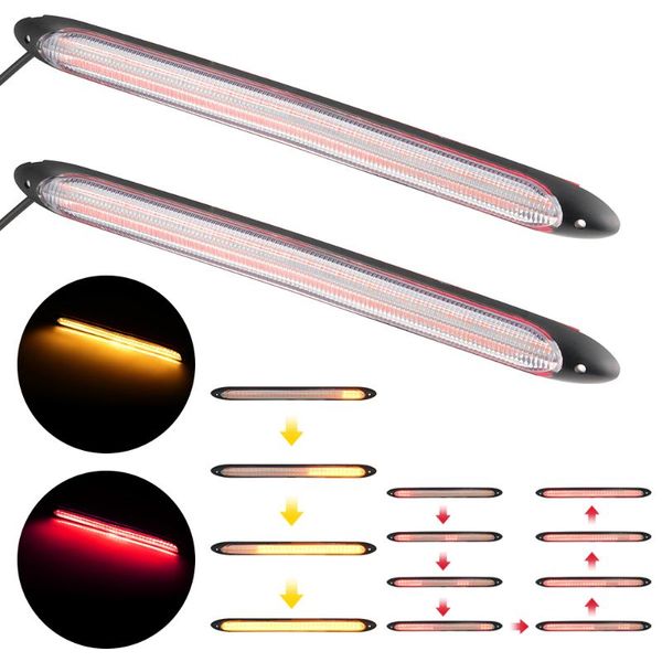 

2pcs universal led car drl daytime running lights waterproof dc 12v auto headlight sequential turn signal yellow flow day light emergency