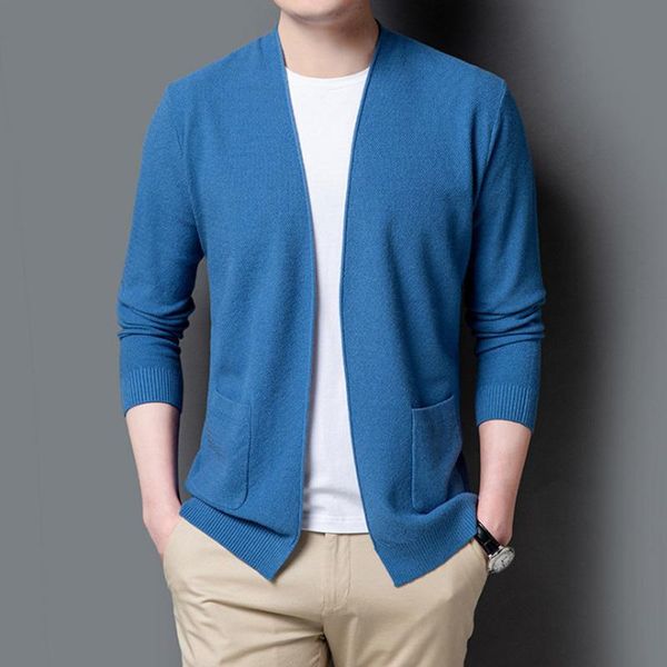 

men's sweaters 2021 cardigan sweater casual thin men knitwear slim fit pocket sweatercoats solid knitted, White;black